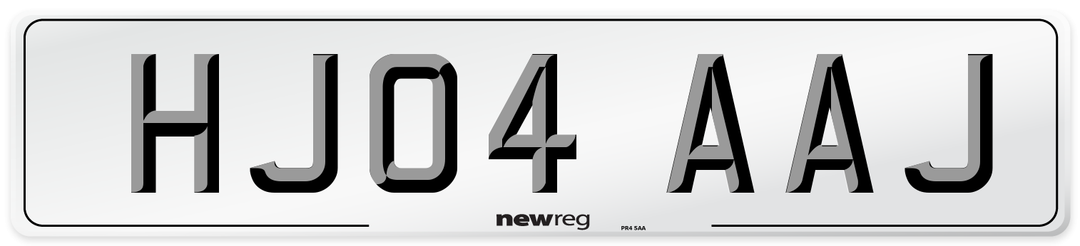 HJ04 AAJ Number Plate from New Reg